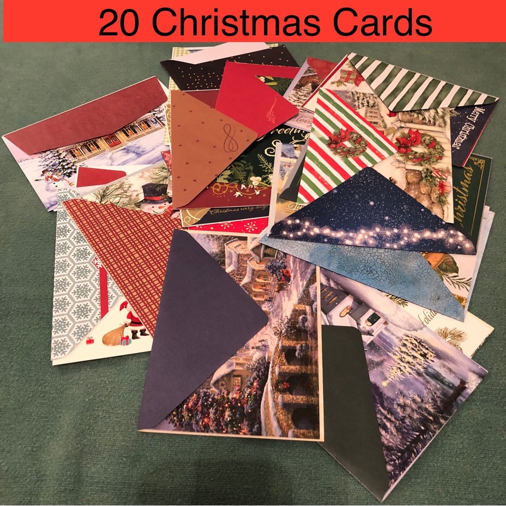 Greeting cards Christmas paper bundle 20 envelopes secular religious holiday lot